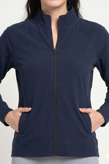 Zelocity Quick Dry Relaxed Fit Gym & Training Jacket - Dark Navy — image 5